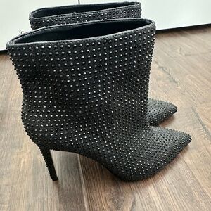 Badgley Mischka Black Studded Heeled Boots